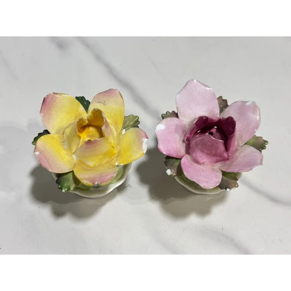 Royal Adderley Bone China Flower Salt and Pepper Shakers Pink Yellow England
